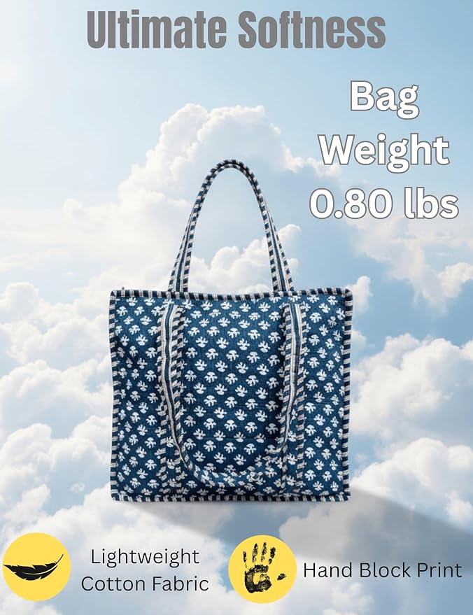 Cotton Quilted Tote Bag for Women – Large Beach & Travel Tote - Image 3