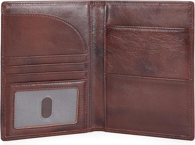 Polare Full Grain Leather Passport Holder RFID Blocking Travel Bifold Wallet - Image 8