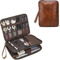 LANNSYNE Full Grain Leather Travel Cable Accessories Bag, Electronic Organizer by LANNSYNE