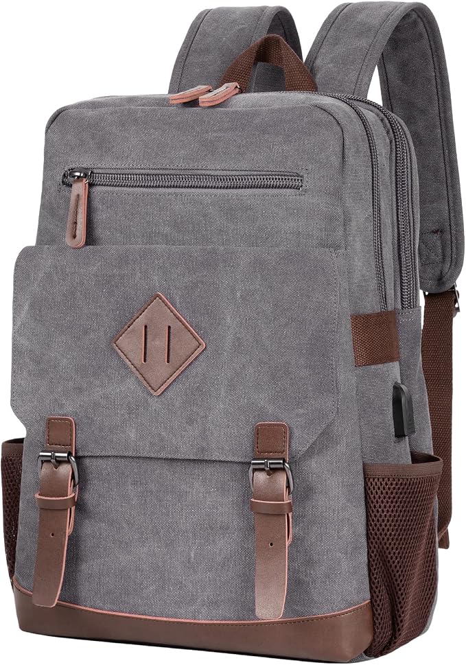 Modoker Vintage Backpack for Men Women, Canvas Bookpack Fits Most 15.6 Inches by Modoker