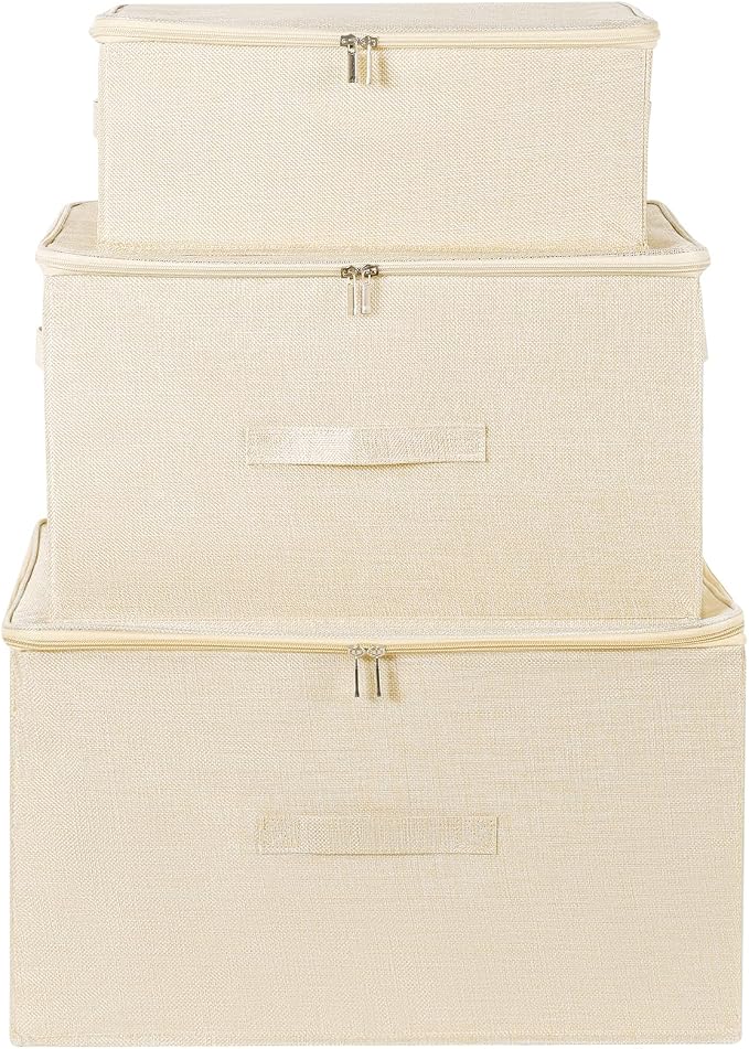 ANMINY 3PCS Storage Bins with Zipper Lids 13 Qt Lidded Fabric Storage Boxes - Image 8