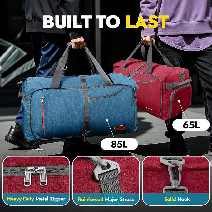 Canway 65L Travel Duffel Bag, Foldable Weekender Bag - Image 5