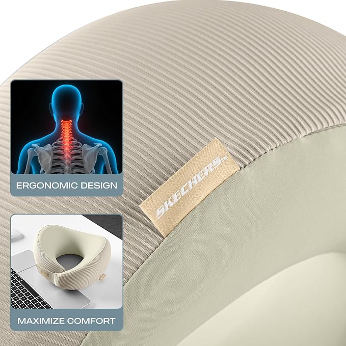 Skechers Men's Memory Foam Neck Pillow, Comfortable & Breathable Travel Pillow - Image 8
