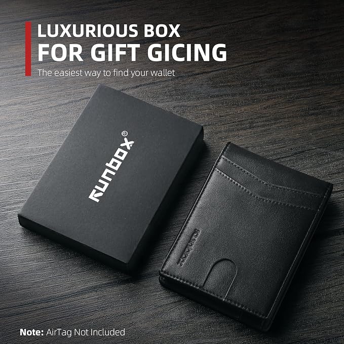 RUNBOX AirTag-Wallet-Mens-Slim-RFID Blocking Wallets Leather - Image 6