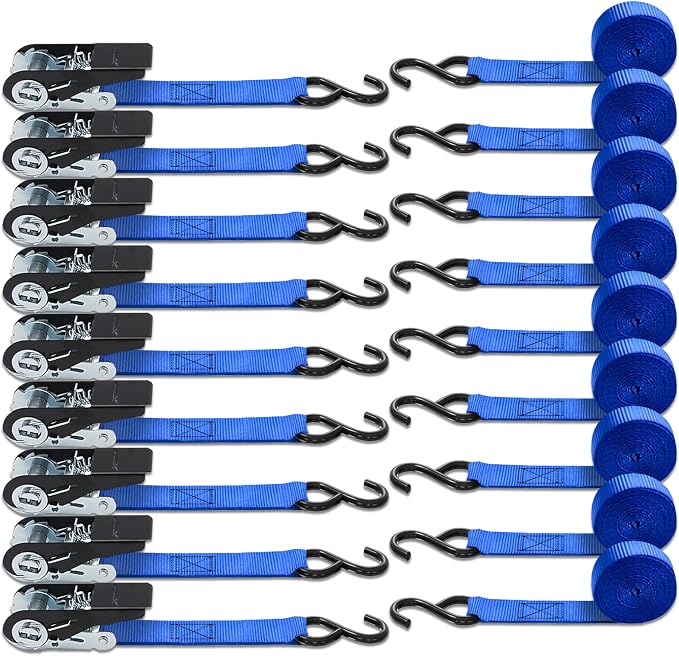 XSTRAP STANDARD Ratchet Tie Down Straps 8PK 1'' x 10 ft - 900 LB Break Strength - Image 6