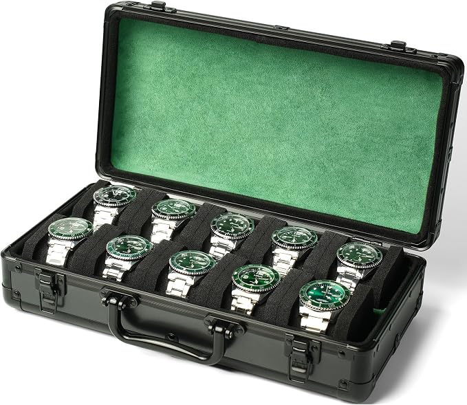 10 slots Watch organizer Case, Aluminum watch storage box, hard watch travel box - Image 4