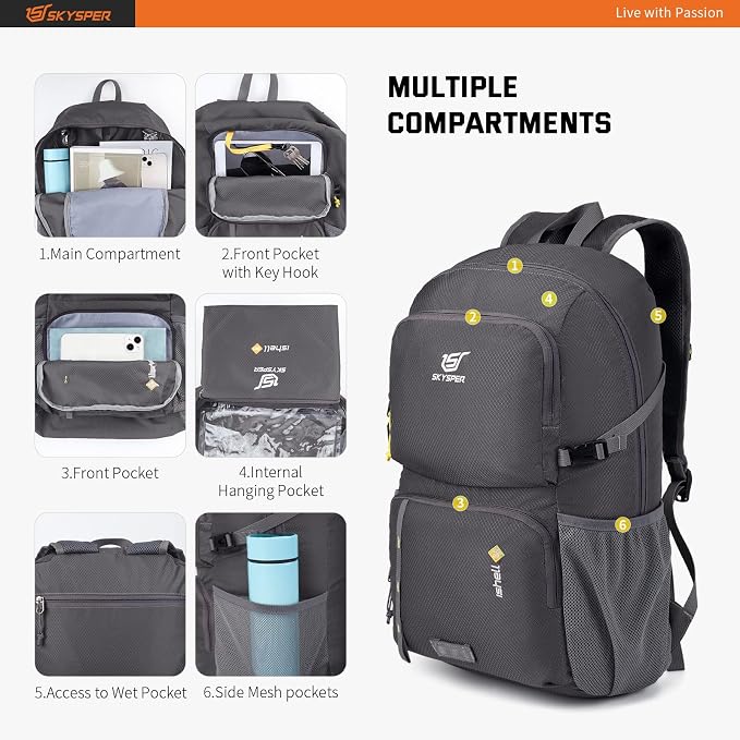 SKYSPER Lightweight Packable Backpack - 30L Hiking Daypack - Image 2