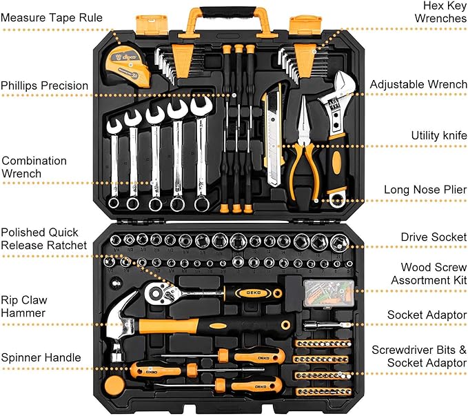 DEKOPRO 158 Piece Tool Set-General Household Hand Tool Kit, Auto Repair Tool Set - Image 2