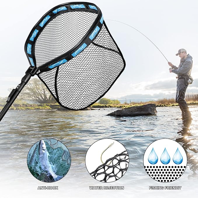 PLUSINNO Floating Fishing Net for Steelhead, Trout Fishing, Rubber Coated - Image 6