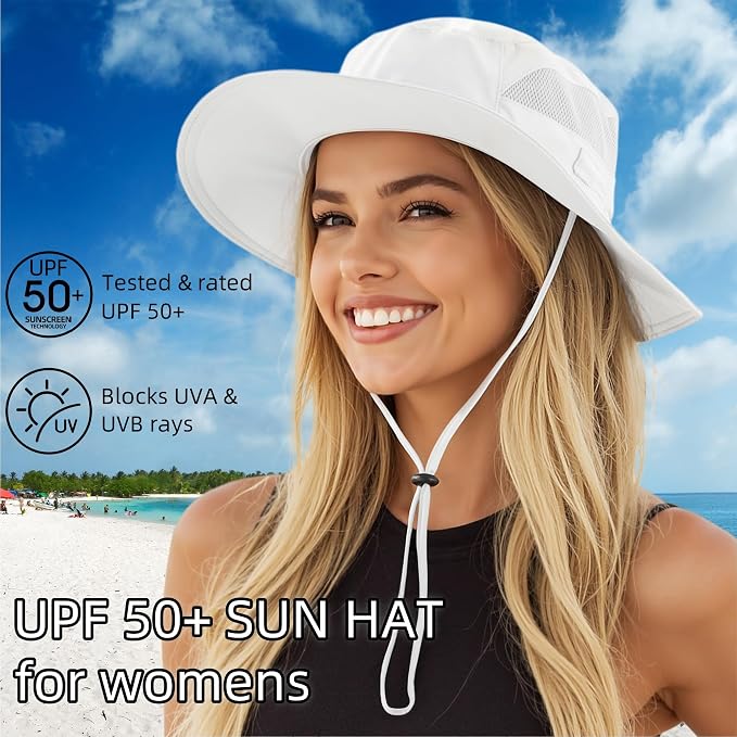 Connectyle Women's UPF 50+ Sun Hat UV Protection Wide Brim Bucket Hat Summer - Image 2