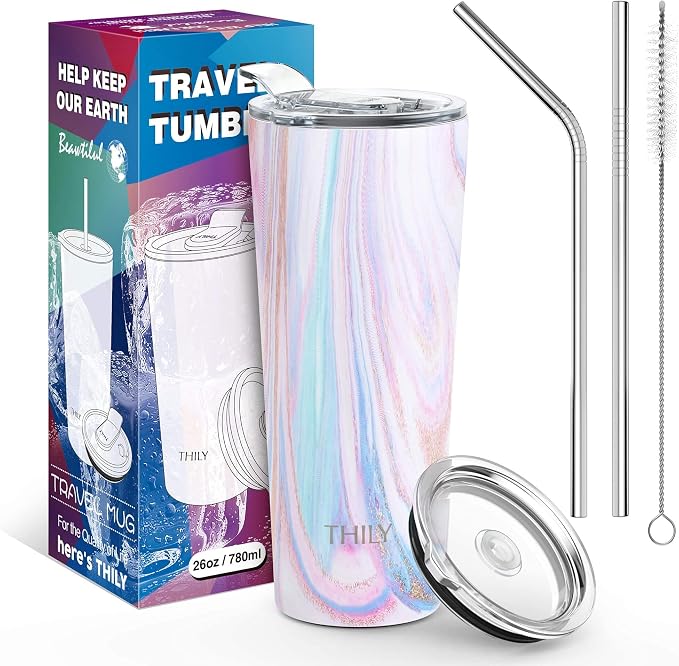 THILY Tumbler Stainless Steel Coffee Cup 26 oz Triple-Insulated Travel Mug - Image 5