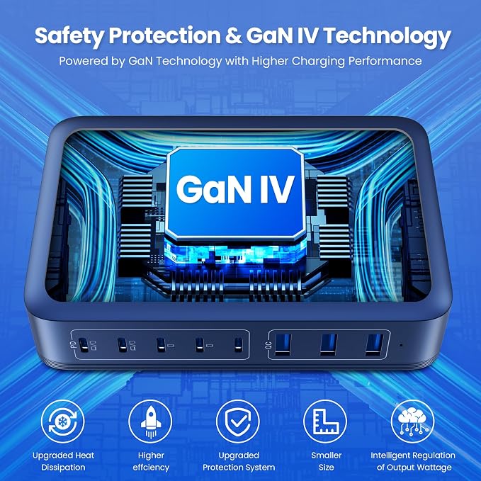 USB C Charger Block 515W GaN IV 8 Port Fast Charging Station Hub, Dual PD 100W - Image 5