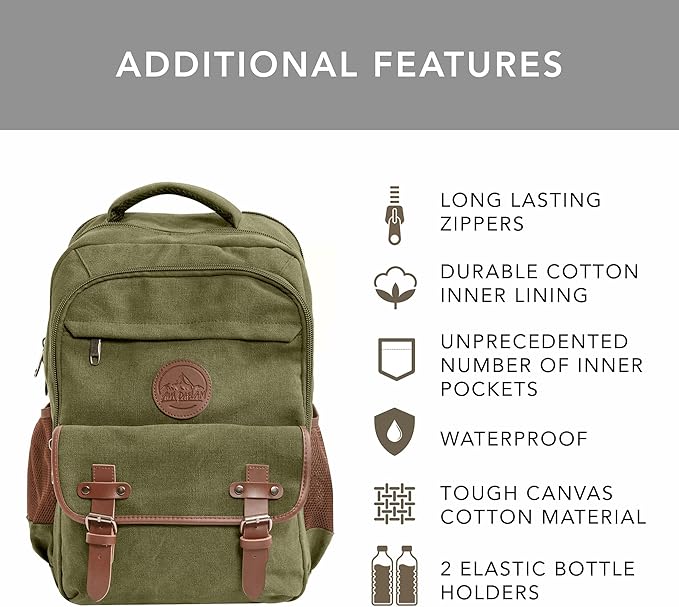 Ama Dablam Premium Original Canvas Backpack/ 17”Laptop/XL-30L/ Many Pockets | - Image 2