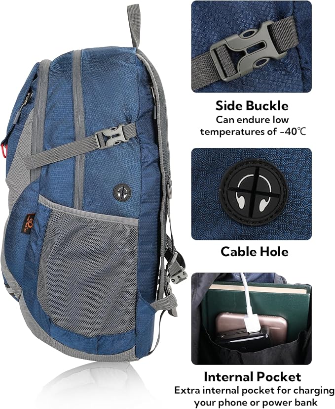 WATERFLY Lightweight Packable Hiking Backpack: 30L Foldable Travel Daypack - Image 4