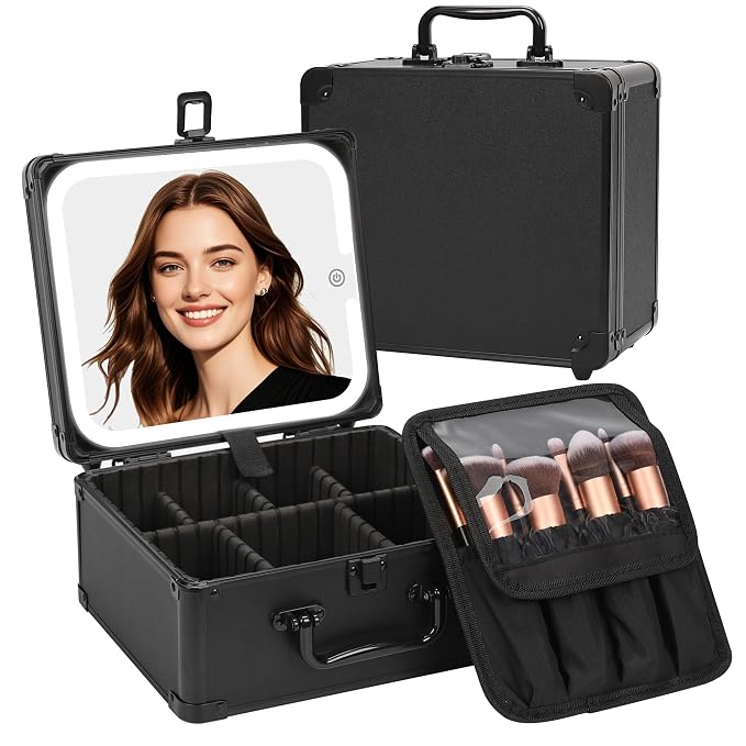Makeup Box with LED Mirror, Makeup Bag with Light up Mirror& Adjustable - Image 8