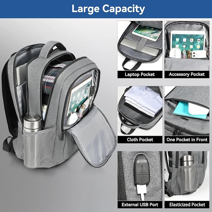 Voova Travel Laptop Backpack, Business Work Laptop Backpack - Image 3