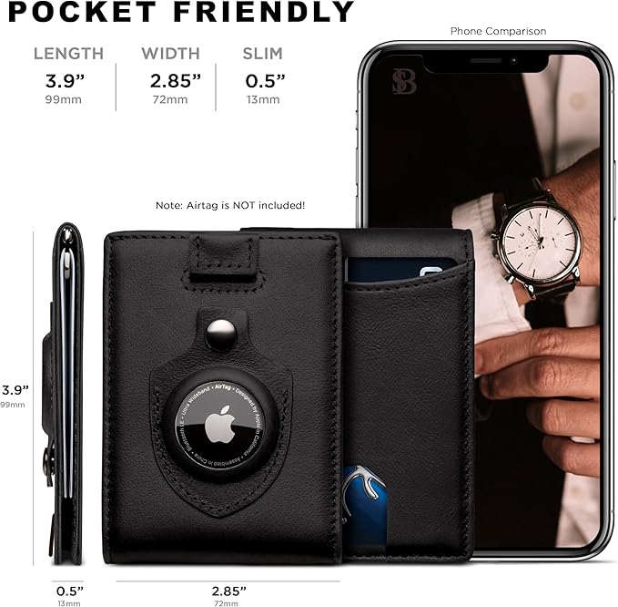 SERMAN BRANDS RFID Blocking Slim Bifold Genuine Leather Minimalist Front Pocket - Image 4