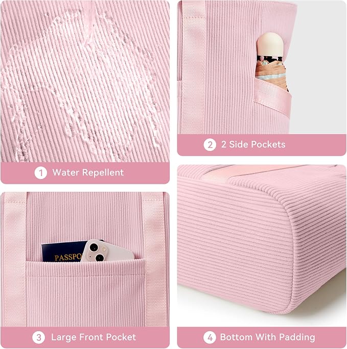 Tote Bag for Women with Zipper, Travel Tote Bags with Compartments Large - Image 6