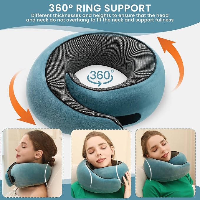 Neck Pillow, Travel Pillow uses Memory Foam to Support Neck Comfort, Ideal - Image 5