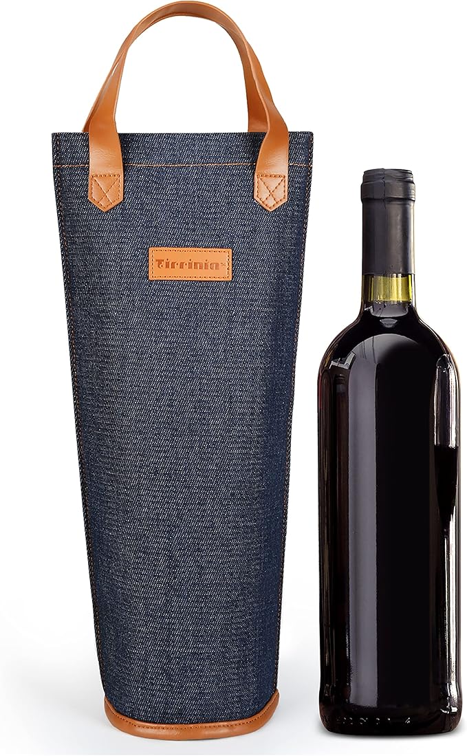 Tirrinia Single Wine Carrier Tote, Insulated Wine Cooler Bag by Tirrinia