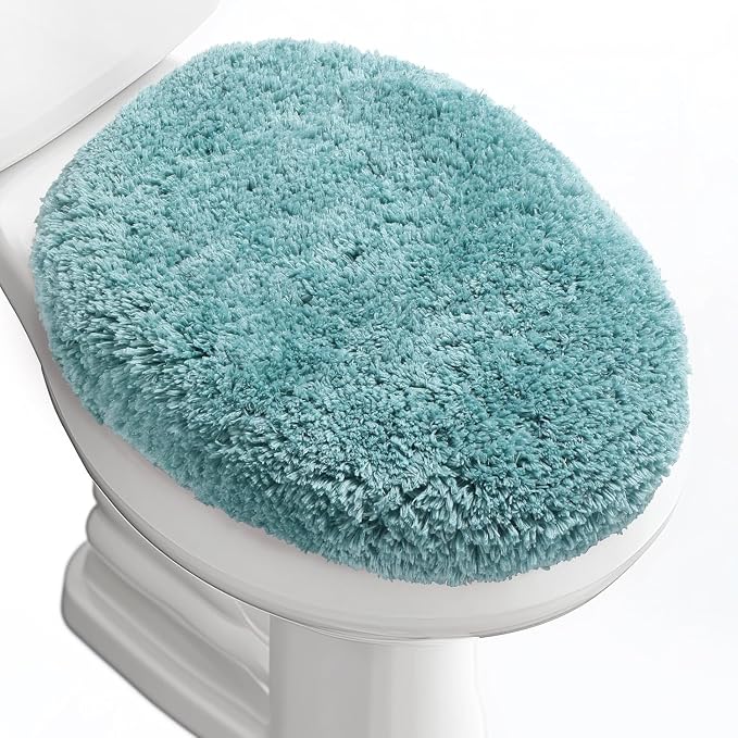 Microfiber Elongated Toilet Seat Cover 19.5"x 15" Machine Washable Solid Toilet by Baahrnom