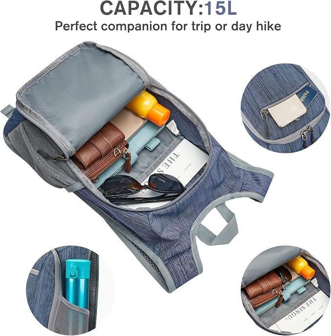 G4Free 10L/15L Hiking Backpack Lightweight Packable Hiking Daypack Small Travel - Image 4