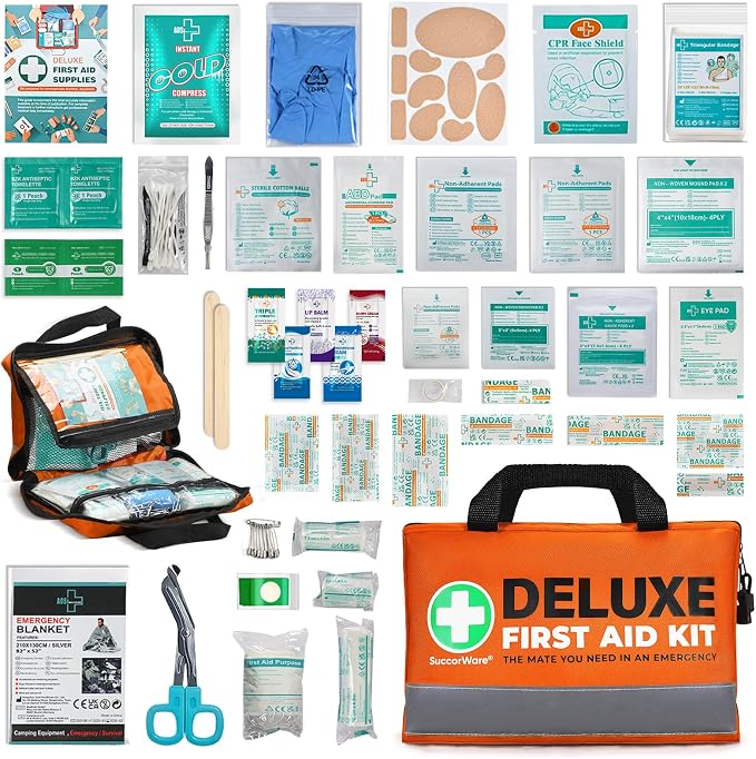 380 Pieces Deluxe First Aid Kit Compact Trauma Medical Kits by SuccorWare%C2%AE
