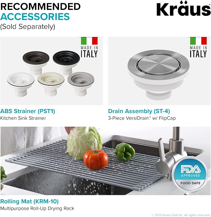 KRAUS Forteza 33-inch Drop In/Undermount 60/40 Double Bowl Granite Kitchen Sink - Image 7