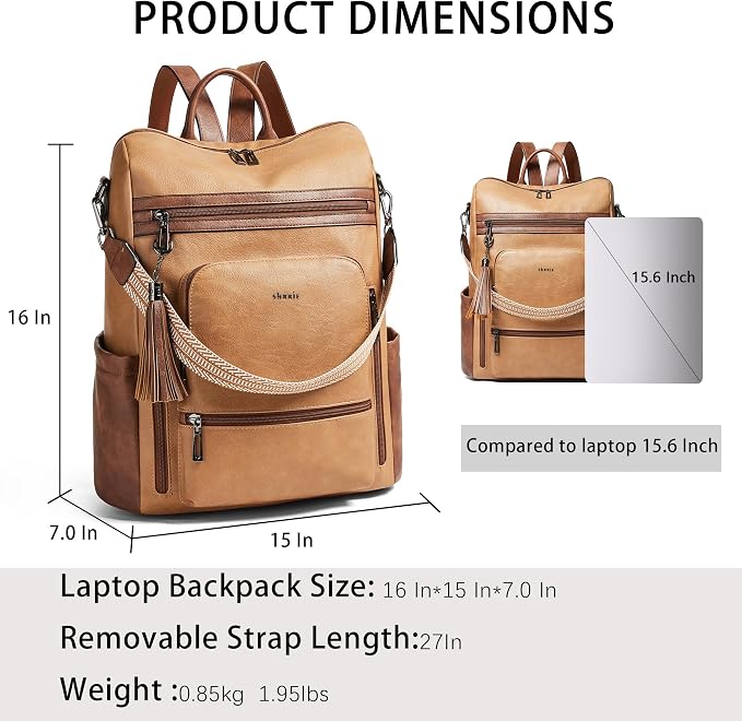 Shrrie Vegan Leather Laptop Backpack - Image 3