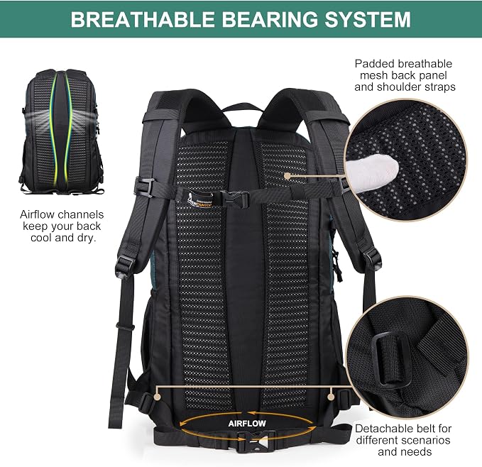 MOUNTAINTOP Hiking Backpack, 30L Camping Backpack, Men Women Hiking Daypack - Image 7