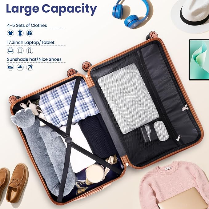 Hoteel 4 Piece Luggage Set Carry on ABS+PC Hard Shell Suitcase - Image 6