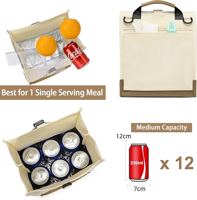 SUNNY BIRD Insulated Lunch Bag Rolltop Lunch Box Medium Lunch Cooler Tote - Image 3