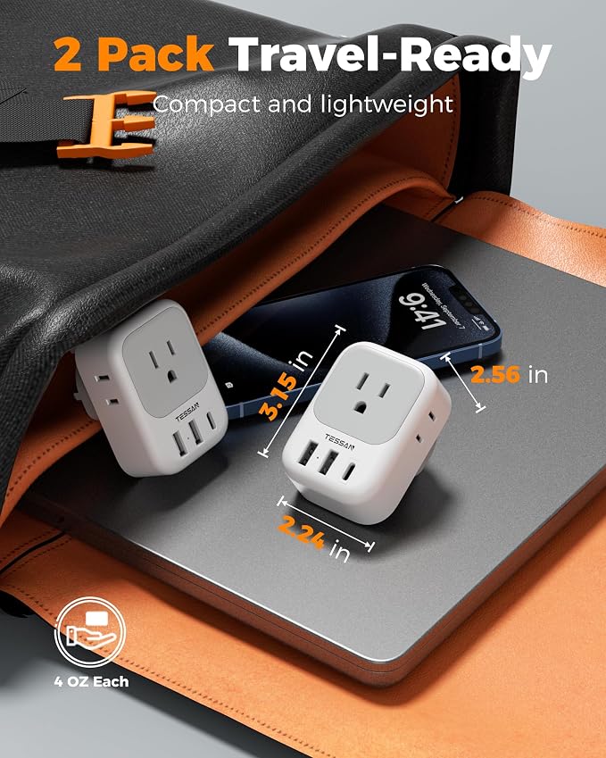 UK Adapters for Travel 2 Pack, TESSAN Type G US to UK Plug Adapter - Image 5