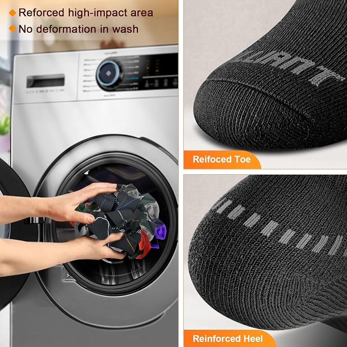 BULLIANT Compression Socks for Men 6Pairs, Athletic Crew Socks Cushioned For - Image 9