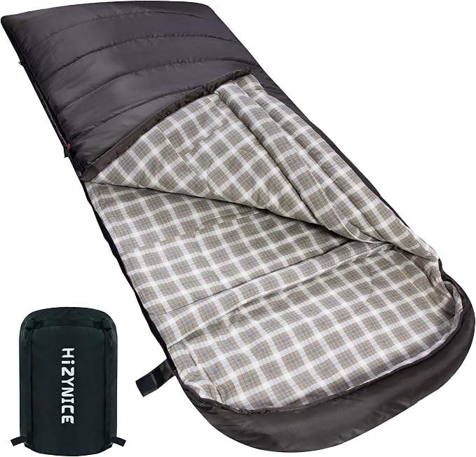 0 Degree Sleeping Bag 100% Cotton Flannel XXL by HiZYNICE