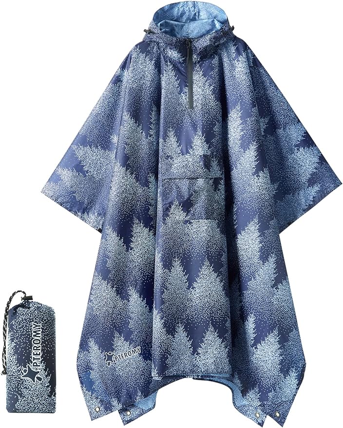 PTEROMY Hooded Rain Poncho for Adult by PTEROMY