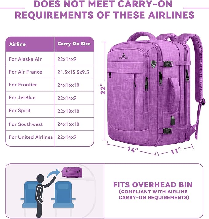 60L Carry On Backpack, Extra Large Laptop Backpack, Big Capacity Travel Backpack - Image 3