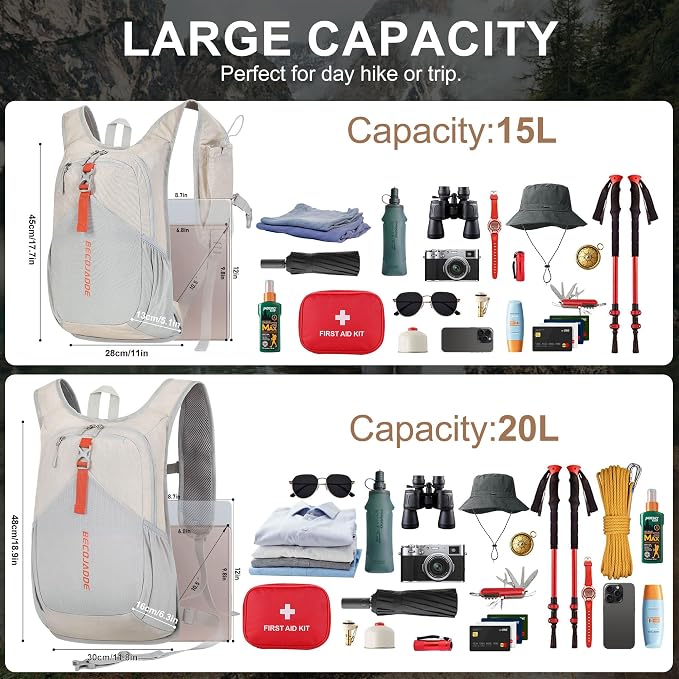 15L Small Hiking Backpack for Men Women Foldable Packable Back Pack Ultralight - Image 5