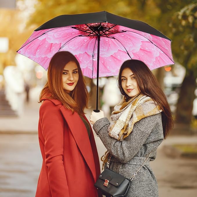 LLanxiry Compact Travel Umbrella, Mini Windproof Umbrellas - Image 5