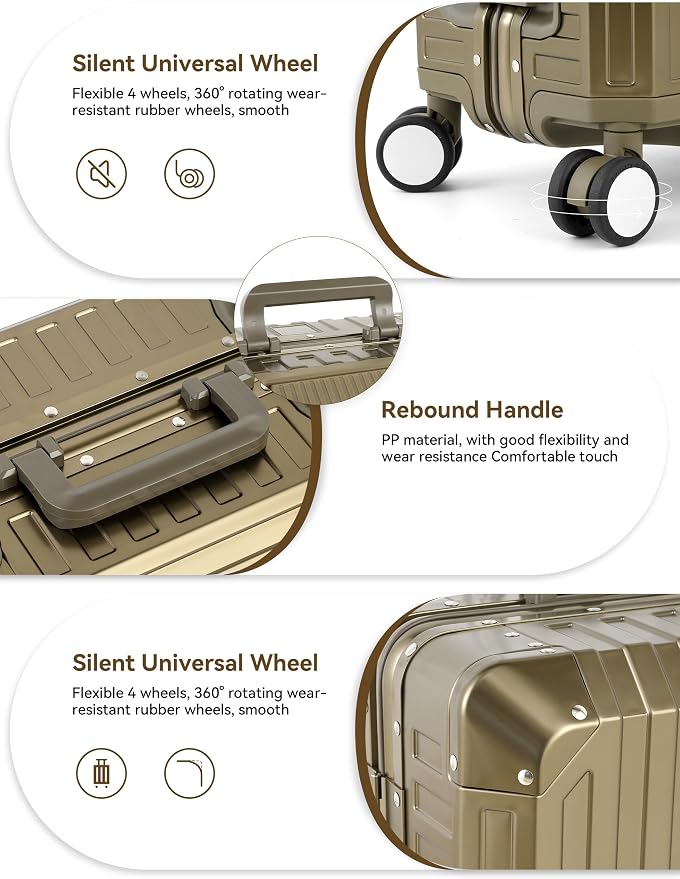 Mvst Luggage Premium All Aluminum Magnesium Carry On 20'' Lightweight Metal - Image 3