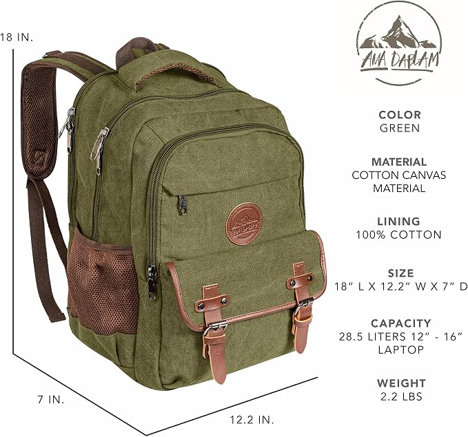 Ama Dablam Premium Original Canvas Backpack/ 17”Laptop/XL-30L/ Many Pockets | - Image 6