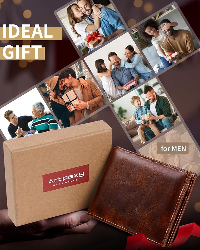Mens Wallet Bifold Genuine Leather RFID Blocking Wallet - Image 6