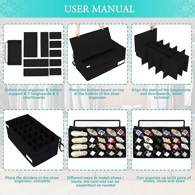 Luvhomee Shoe Storage Organizer, Fits 24 Pairs, Large Shoe Organizer Box - Image 6