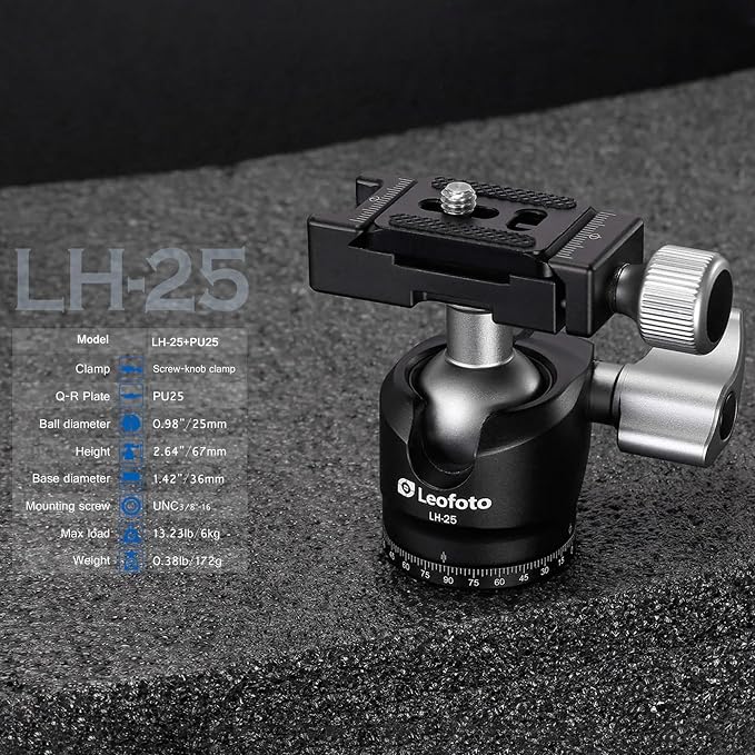 Leofoto Professional Camera Tripod, 4 Leg Sections, 360° Ball Head, Max Load - Image 3