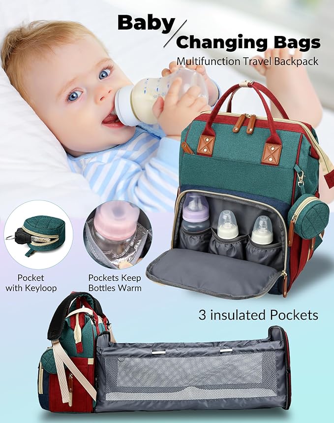Diaper Bag with Changing Station, Waterproof 3 in 1 Diaper Backpack with - Image 2