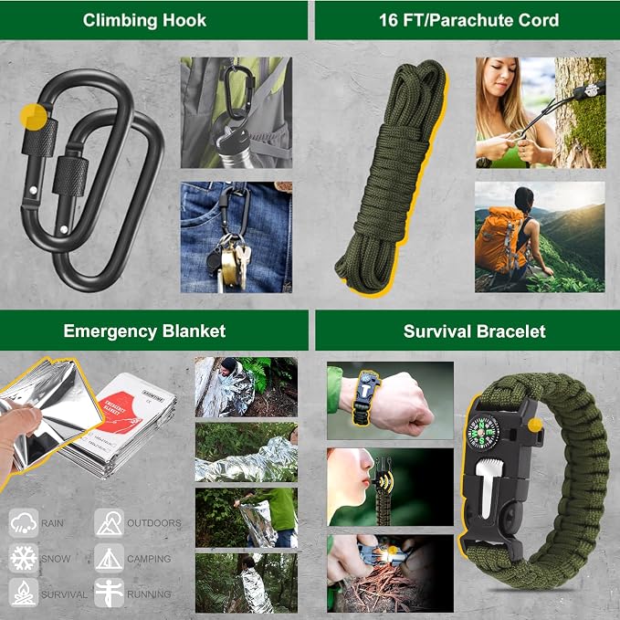 Gifts for Men Dad Fathers Day, 34 in 1 Survival Gear and Equipment, Emergency - Image 4
