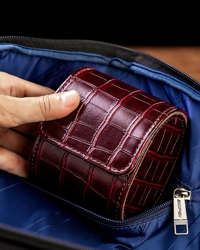 MR.OKAY Single Watch Travel Case- Classic Leather Watch Case - Image 2