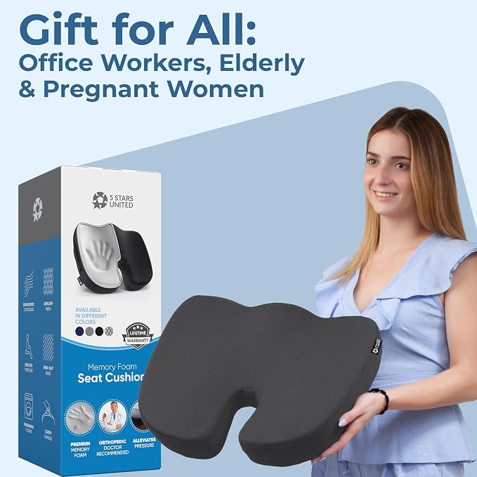 5 STARS UNITED Seat Cushion for Tailbone Pain Relief – Memory Foam Cushion for - Image 7