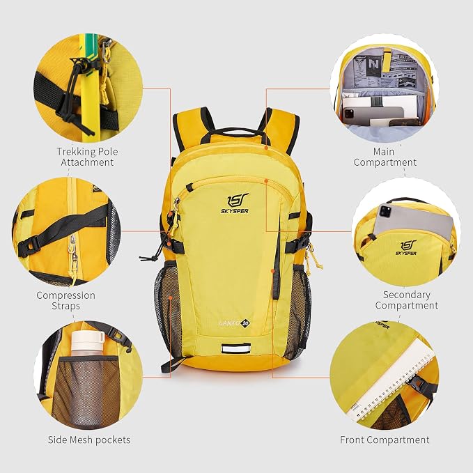 SKYSPER Small Hiking Backpack, 20L Lightweight Travel Backpacks Hiking Daypack - Image 5