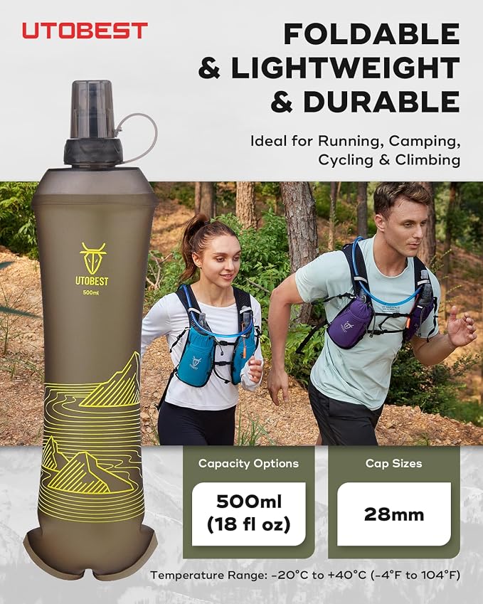 UTOBEST 500ml Soft Flask, 2 Pack Flexible TPU Hydration Water Bottle, - Image 7